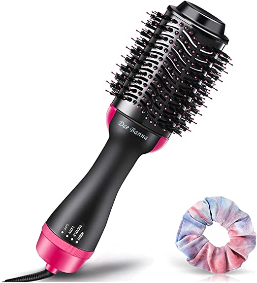 Upgraded Hair Dryer Brush, Dee Banna 5 in 1Hot Air Brush & Volumizer Blow Dryer Curling Straightening Comb with Anti-Scald Negative Ion, Reducing Frizz and Static for All Hair Types