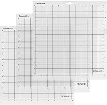 12x12 Cutting Mat for Cricut Explore One/Air/Air 2/Maker(Standardgrip 3 Mats),REALIKE Gridded Adhesive Non-Slip Cut Mat Replacement Accessories Set for Craft Vinyl