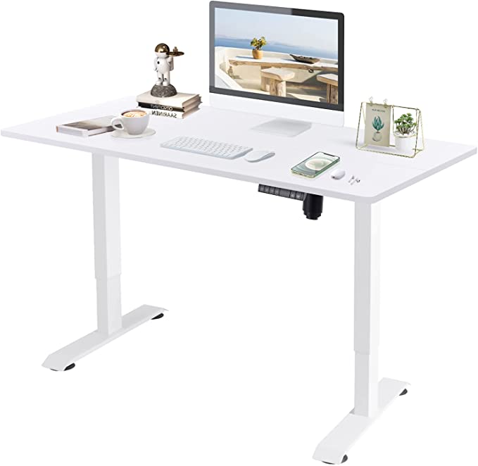 Homall Height Adjustable Electric Standing Desk Office Computer Desk Stand Up Desk For Home Office with Desktop (120 x 60 cm, White)