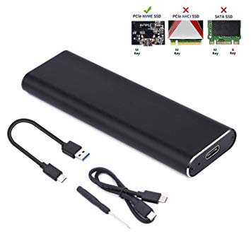 Cinolink NVME SSD Enclosure, M.2 NVME to USB C Adapter with Case, Based on USB 3.1 Gen 2 (10 Gbps) to PCIe Gen 3 x2 Bridge Chip, Included 2 USB Cables Fit for Samsung 960/970 EVO/PRO WD Black NVME SSD