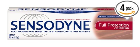 Sensodyne Toothpaste for Sensitive Teeth and Cavity Prevention, Maximum Strength, Full Protection, 4-Ounce Tubes (Pack of 4)