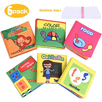 XREXS Nontoxic Fabric Baby Soft Books,Colorful Activity Crinkle Baby Cloth Book for Kids,Friction with a rustling Sound,First Books for Infants Boys and Girls,Early Education Toys