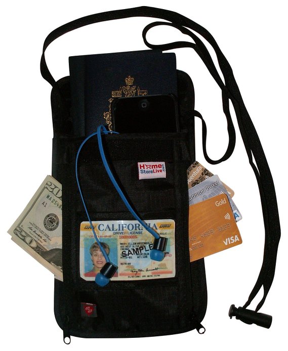 RFID Passport Holder Neck Wallet Secured Pak Safeguards Valuables and Travel Documents From Theft