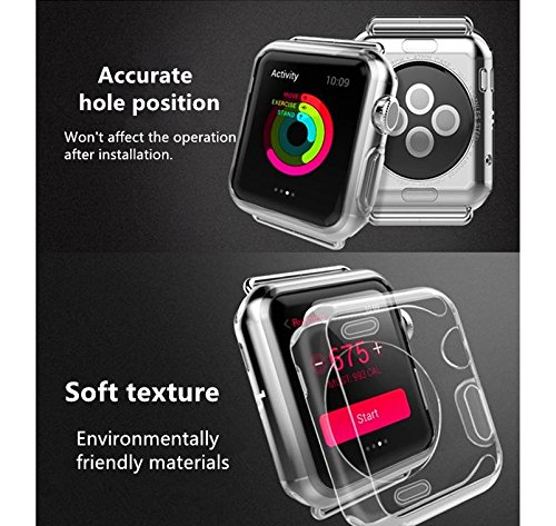 Oaky - Apple Watch 42mm Case Series 1/2/3 [Lightweight Fit] Soft TPU Candy Skin [Anti-Shock] Transparent Ultra-Thin Protective Bumper Case Cover Compatible with iWatch 42mm Case for Series 1, Series 2 , Series 3 [Clear]