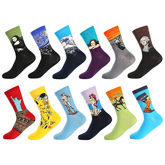 Bonangel Men's Fun Dress Socks-Colorful Funny Novelty Crew Socks Pack,Art Socks