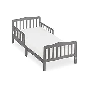 Dream On Me Classic Design Toddler Bed In Cool Grey, Greenguard Gold And JPMA Certified, Low To Floor Design, Two Side Safety rails, Non-Toxic Finishes, Wooden Nursery Furniture