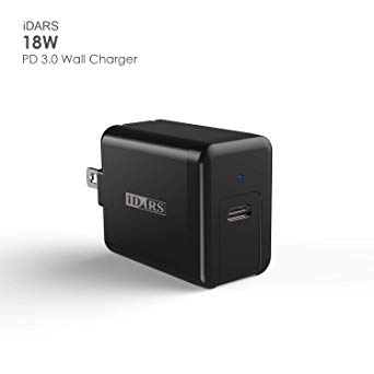 USB Type C Wall Charger iDARS 18W PD 3.0 Power Travel Foldable Portable Wall Charger for New iPad Pro iPhone Google Pixel Nexus Samsung Galaxy LG Nintendo Switch GoPro Motorola Moto Essential Huawei