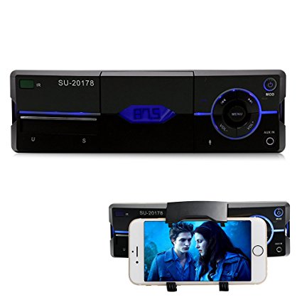 Car Stereo with bluetooth Car stereo with Phone Holder, Car audio radio reciver, Single Din in Dash,Support USB, SD Card, FM,AUX IN, with Remote Control