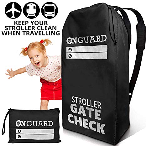OnGuard Stroller Travel Bag for Double Strollers - Waterproof Rip Resistant Polyester Compact - Stroller Bag Cover Accessories, Stroller Bag for Airplane, Gate Check Bag for Baby Stroller