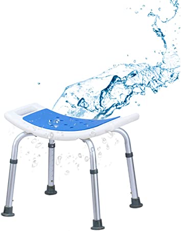 COSTWAY Shower Chair with Handles, Height Adjustable Bath Tub Shower Stool, Elderly Handicap Disabled Non-Slip Bathroom Bench (Padded Seat, 51 x 31.5 x 39-51cm)