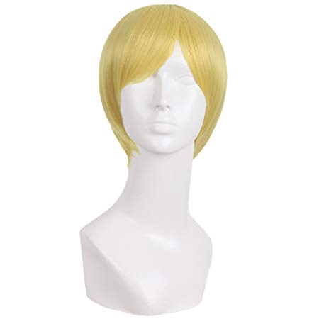 MapofBeauty 10 Inch/25cm Fashion Men's Side Bnags Short Straight Synthetic Wig (Blonde)