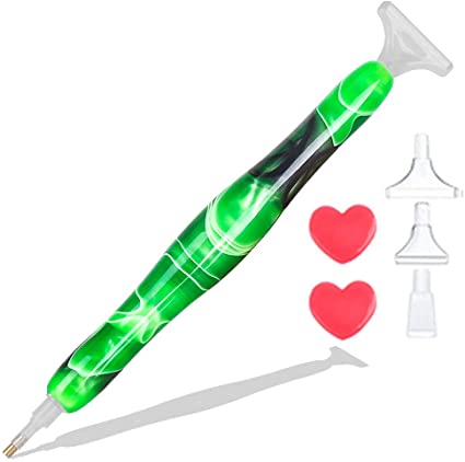 Diamond Painting Pen， Handmade Diamond Art Pen Kit, Resin 5D DIY Diamond Drill Pen for Art Crafts Cross Stitch Hobby (Green-01)