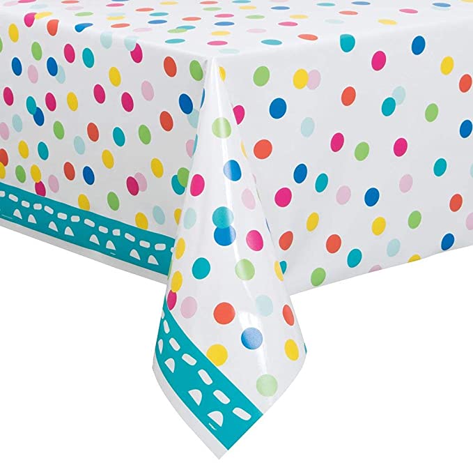 Confetti Cake Birthday Plastic Tablecloth, 84" x 54"