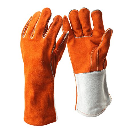13.4" Welding Gloves with Cow Split Leather, Large Comfortable Effective Insulation Soldering Mitten by Lifbeier (Welding gloves)