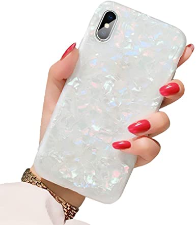 BOFTALE Cute Case for iPhone Xs Max, Girls Women Glitter Translucent Shell Pattern Design Clear Slim Soft TPU Silicone Cover Pretty Phone Case Compatible with iPhone Xs Max (Colorful)