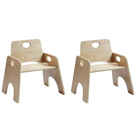 ECR4Kids 6" Stackable Wooden Chair for Toddlers - Sturdy Hardwood Seat for Daycare/Preschool/Home Furniture - Natural Finish (2-Pack)