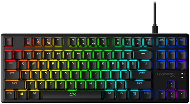 HyperX Alloy Origins Core - Tenkeyless Mechanical Gaming Keyboard - Software Controlled Light & Macro Customization - Compact Form Factor - Clicky Switch - HyperX Blue - RGB LED Backlit