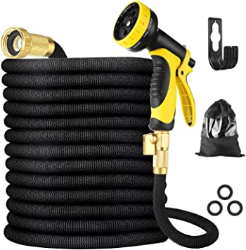 BBwin Garden Hose Expandable 50FT Flexible Anti-leak Water Hose Pipe with 3/4" Fittings 10 Function Spray Nozzles for Yard Watering Plants, Car Washing, Shower Pets, Cleaning Windows Floors