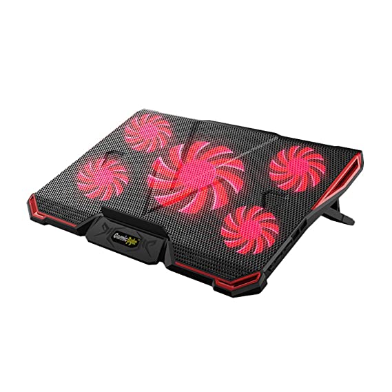 Cosmic Byte Asteroid Laptop Cooling Pad, Adjustable Height, 5 Fan Design, LED Light, USB Ports, Support Upto 17" laptops (Red)