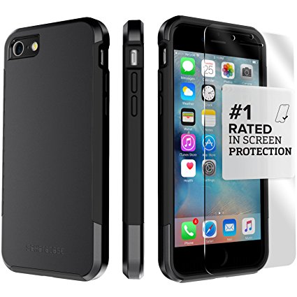 iPhone 7 Case, (Black) Dual-Layer Inspire SaharaCase Protective Kit Bundle with [ZeroDamage Tempered Glass Screen Protector] Slim Fit [ Shockproof Bumper] Rugged Protection