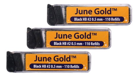 June Gold Lead Refills 330 Pieces HB 2 05 mm Fine Thickness Break Resistant Lead with Convenient Dispensers