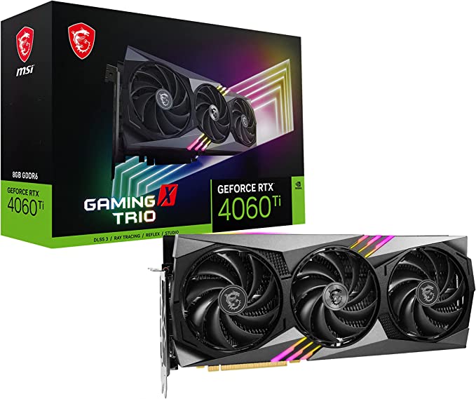 MSI Gaming GeForce RTX 4060 Ti 8GB GDRR6 128-Bit HDMI/DP Nvlink TORX Fan 4.0 Ada Lovelace Architecture Graphics Card (RTX 4060 Ti Gaming X Trio 8G)