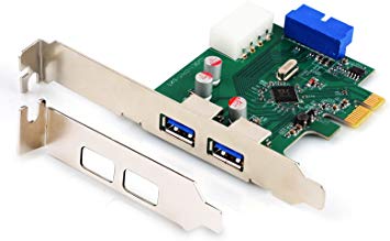 HooToo® HT-PC002 SuperSpeed USB 3.0 2-Port PCI-E Add-on Expansion Card with Internal USB 3.0 19-pin Motherboard Male Header & 5V 4-Pin Molex Power Connector (VIA VL800 Chipset, Premium Solid Capacitors)