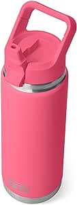 YETI Rambler 26 oz Bottle, Vacuum Insulated, Stainless Steel with Color Matching Straw Cap, Tropical Pink