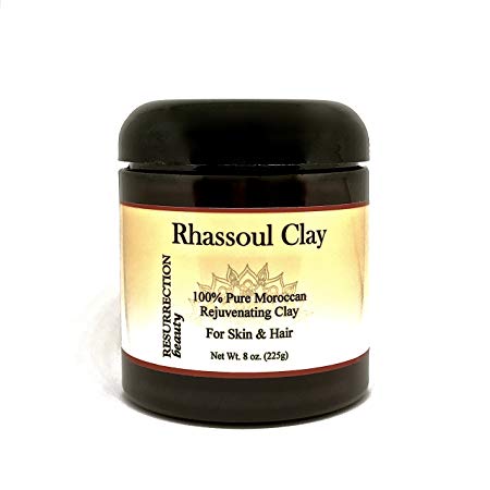 Rhassoul Clay Hair & Facial Mask, 100% Pure Moroccan Ghassoul Saponiferous Clay Powder, 8oz