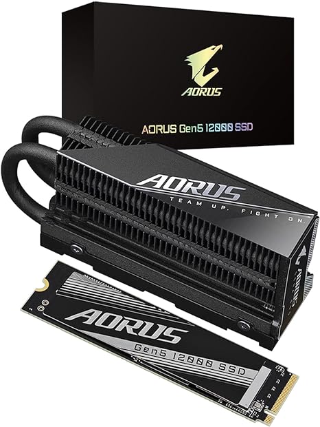 GIGABYTE AORUS Gen5 12000 SSD 2TB PCIe 5.0 NVMe M.2 Internal Solid State Hard Drive with Read Speed Up to 12400MB/s, Write Speed Up to 11800MB/s, AG512K2TB