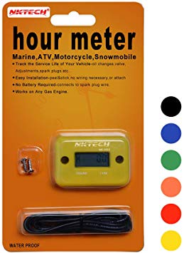NKTECH NK-HS2 Inductive Hour Meter for Gas Engine Lawn Mover Marine ATV Motorcycle Boat Snowmobile Dirt Bike Outboard Motor Generator Waterproof Hourmeter (Yellow)