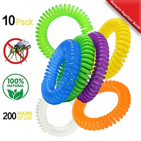 Supmaker Mosquito Repellent Bracelets Deet Free and Waterproof Wrist Bands for Adults and Children - Pack of 10