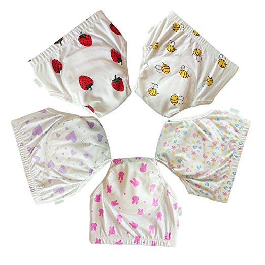 Babyfriend Infant Baby Girl's Cotton Toilet Potty Training Pants 5 Pack of Waterproof Cloth Diaper Underpants