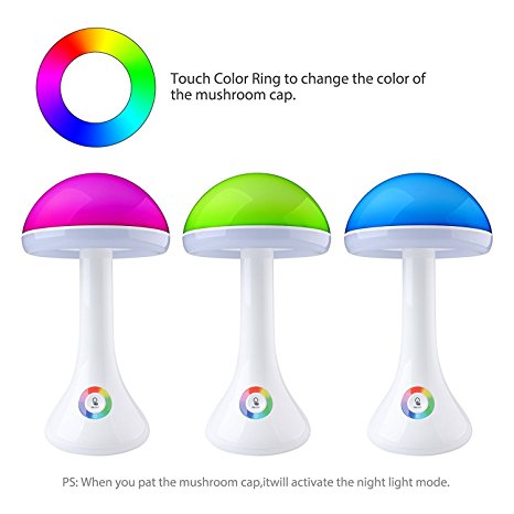 Eye Protection Lamp,Touch Control Desk Lamp,DBtech DBTech RGB 256 Color Table Mushroom Lighting  LED Reading Lamp,