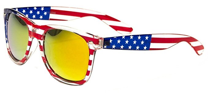 V.W.E. Classic American Patriot Flag Mirror Sunglasses USA