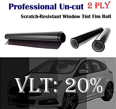 Mkbrother 2PLY 1.5mil Professional Uncut Roll Window Tint Film 20% VLT 36" in x 30' Ft Feet (36 X 360 Inch)