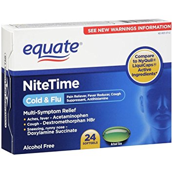 Equate NiteTime Cold and Flu 24ct Compare to NyQuil Liquicaps