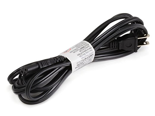 Monoprice 107673 10-Feet 18AWG Unpoloraized C7 to NEMA 1-15 AC Power Cable - Black (2 Pack)