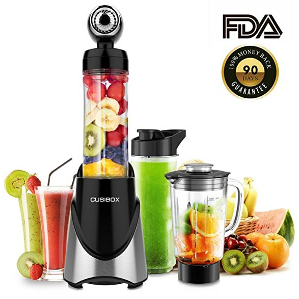 Vacuum Personal Blender Smoothie Blender Juice Blender 300W Portable Bottle Outdoors and Travelling Tritan Stainless Steel (Double Cup)