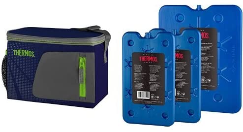 Thermos Radiance Cool Bag, 6 Can - Navy with Thermos Freeze Boards Pack of 3, 1 x 800g, 2 x 400g – Blue