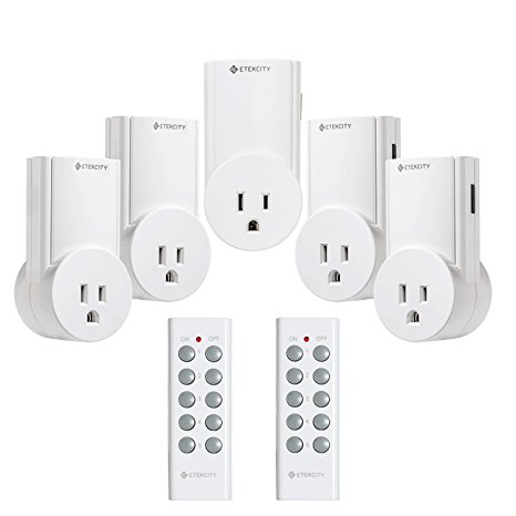 Etekcity Unify Made Upgraded Wireless Remote Control Electrical Outlet Switch, Compatible with Classic Version, White (Learning Code, 5Rx-2Tx)