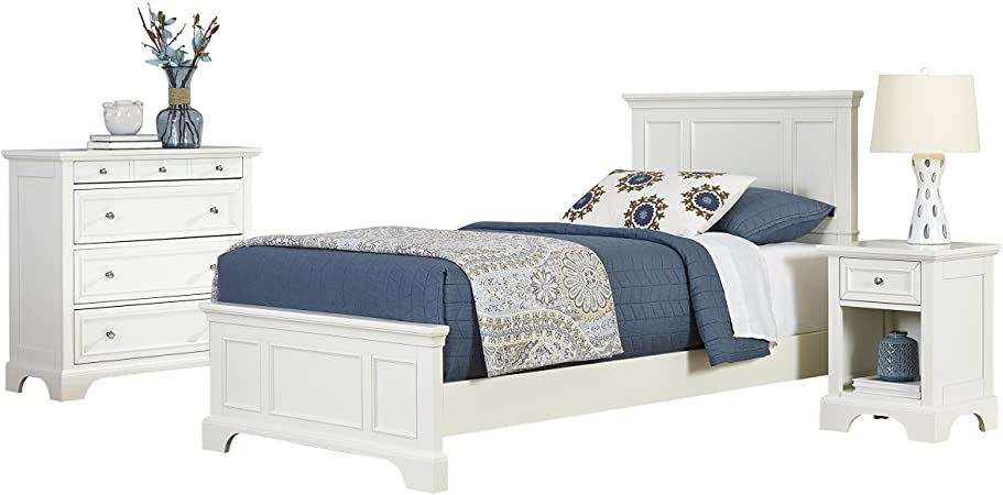 Naples White Twin Bed, Night Stand and Chest by Home Styles