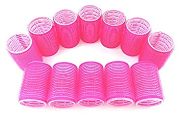 MINGHU Jumbo Hair Rollers Curlers Multicolor Self Grip Cling Nylon Plastic Sticky Curling Tools Pro Salon Hairdressing Curlers Or DIY Curly Hairstyle Color Random(40mm 1-1/2 Large Size 12PCS)