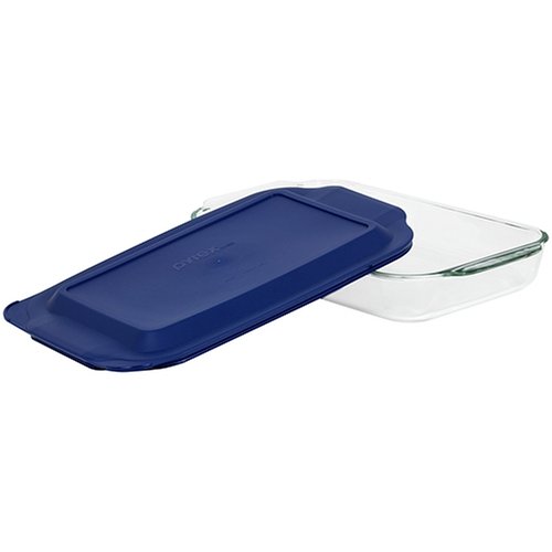 Pyrex Bakeware 9-by-13-Inch Rectangular Baking Dish, Clear with Blue Lid