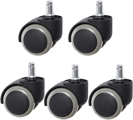 YeMI 2" Chair Caster Replacement with 10MM Diameter Stem-Set of 5-Castor Wheel for Office Chair,Computer Chair,Safe for Hardwood Floor(Only Fit for IKEA,Gray)