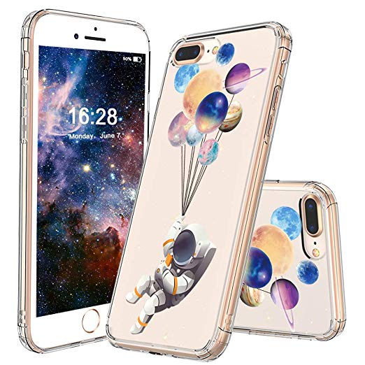 MOSNOVO iPhone 8 Plus Case, iPhone 7 Plus Clear Case, Astronaut Planet Pattern Printed Clear Design Transparent Plastic Back Case with TPU Bumper Protective Case Cover for iPhone 7 Plus/iPhone 8 Plus