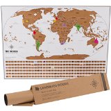 Scratch Map World - Unique Scratch Off Map Travel Gift with Flags of the World and US States - By Landmass Goods