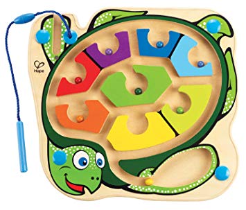 Award Winning Hape Totally Amazing Colorblock Sea Turtle Kid's Magnetic Wooden Bead Maze Puzzle