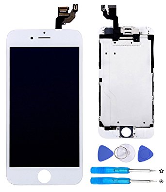 Coobetter Full Assembly Replacement Screen for iPhone 6 LCD Display Touch Screen Digitizer with Front Camera   Ear Speaker   Facing Proximity Sensor   Repair Tools ( iPhone 6 White )