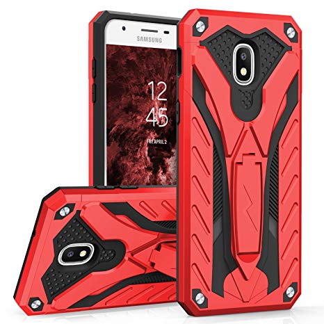 Zizo Static Series Compatible with Samsung Galaxy J7 2018 Case Military Grade Drop Tested with Built in Kickstand Galaxy J7 Refine J7 Star Red